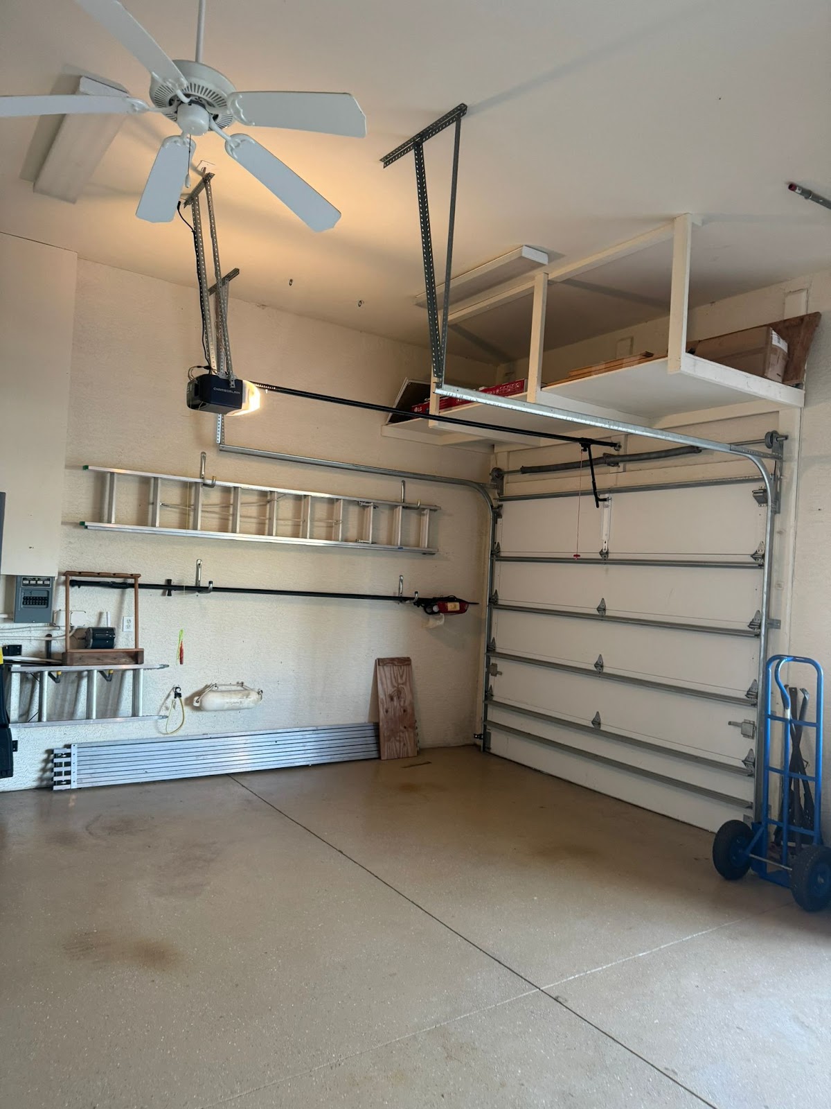 Interior garage door opener installation