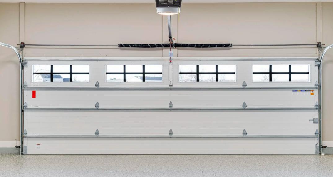 Garage door interior with window panels